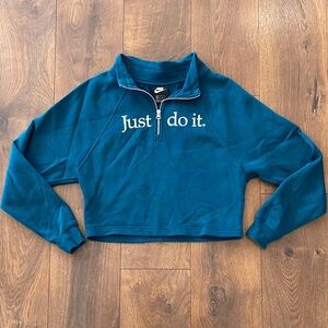 Nike Funnel Sportswear Sweatshirt Womens XS Crop Long Sleeve Half Zip BV4990-347